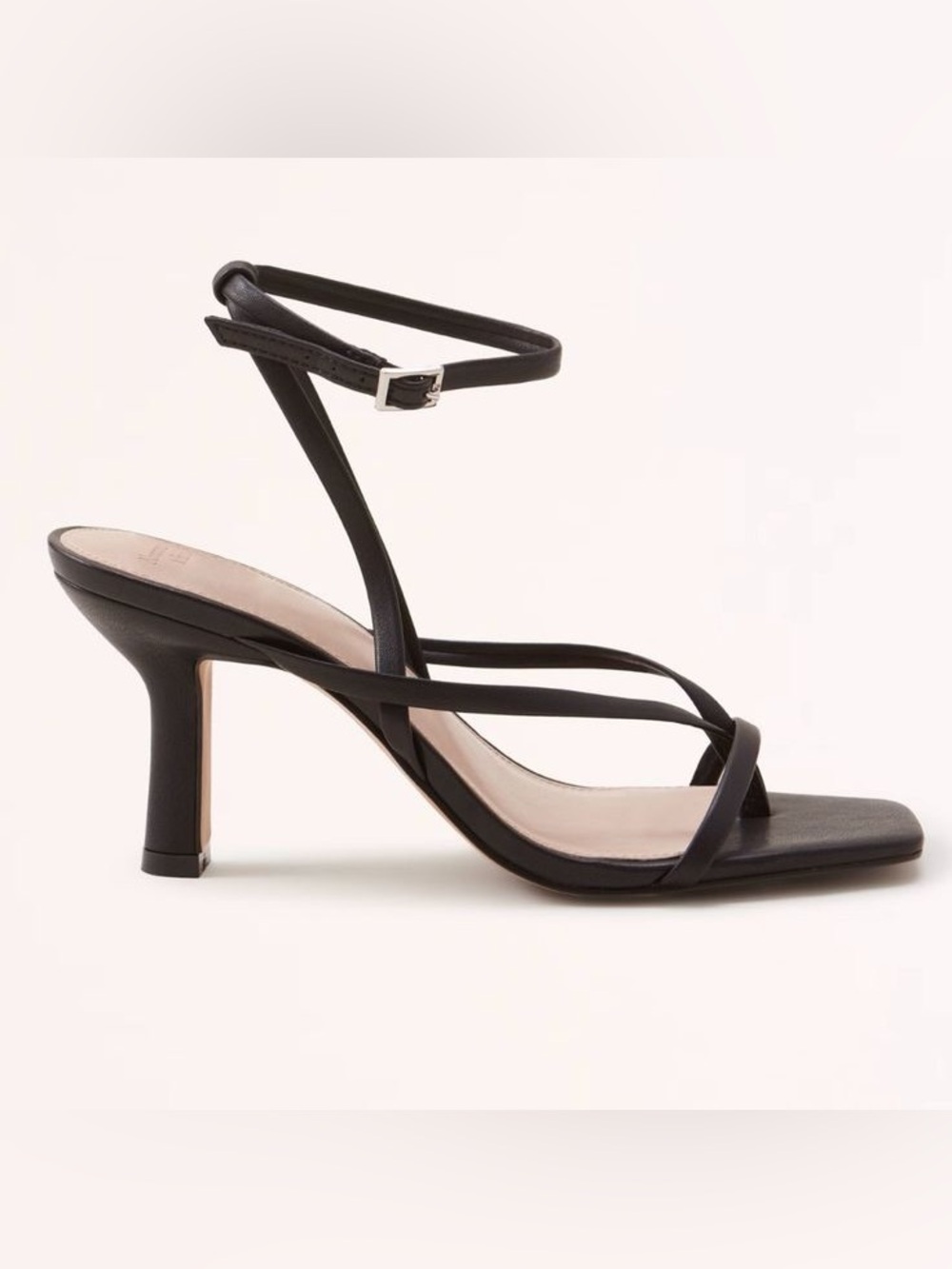 Abercrombie & Fitch Black Strappy Mitten Heel Thong Sandal